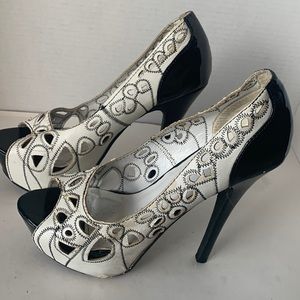 Black and white heels